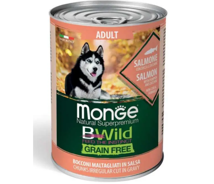 Monge Консерва для собак Bwild Adult Лосось с тыквой и цукини 400 г