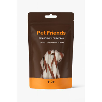 Pet Friends Ласощі для собак Закручені сендвічі Качка та тріска 110 г