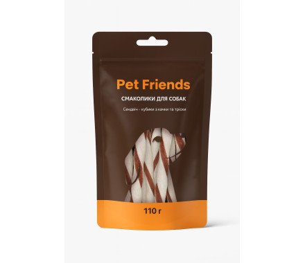 Pet Friends Ласощі для собак Закручені сендвічі Качка та тріска 110 г