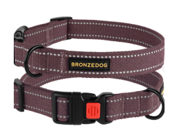 BronzeDog Нашийник для собак Сotton брезент ОШ 25-33 см Ш 16 мм черрі