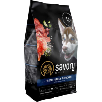 Savory Large Breed Сухой корм для щенков Индейка и курица 12 кг