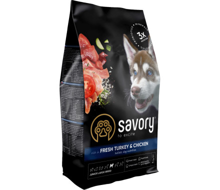 Savory Large Breed Сухой корм для щенков Индейка и курица 12 кг