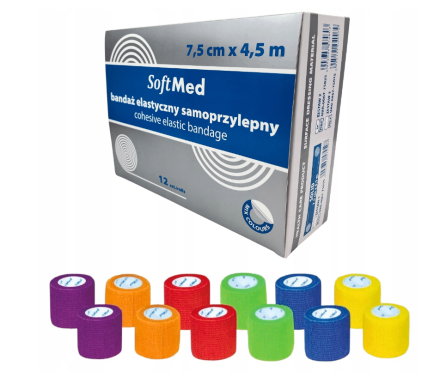 SoftMed Бинт самоклеящийся эластичный 7,5 см 4,5 м Цена за 1 штуку