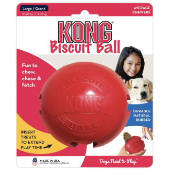 Kong Biscuit Ball toy for Dog Ball for treats l 10 cm red