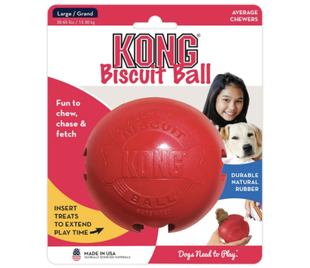 Kong Biscuit Ball toy for Dog Ball for treats l 10 cm red