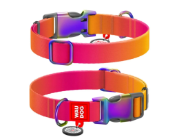 Waudog Nylon Recycled Нашийник для собак градієнт з QR паспортом розмір M 28-40 см помаранчевий
