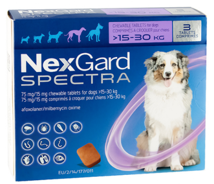 NexGard Spectra Таблетки жувальні від бліх кліщів та глистів для собак L 15-30 кг Ціна за 1 табл