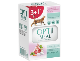 Optimeal Набір Вологий корм для котів Ягня та овочі в желе 3+1 340 г