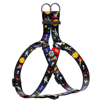 Waudog Nylon Шлейка для собак QR паспорт Ш 15 мм Д 40-55 см NASA