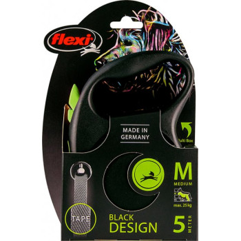 Flexi Black Design Рулетка-поводок для собак лента M 5 м зелёная