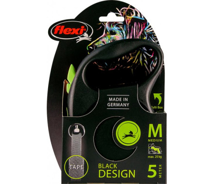 Flexi Black Design Рулетка-поводок для собак лента M 5 м зелёная