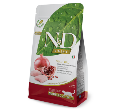 Farmina N&D Prime Grain Free Adult Neutered Сухой корм для котов Курица с гранатом 1,5 кг