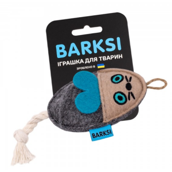 Barksi Игрушка для кошек Мышь с канатом 9x6,5 см серая
