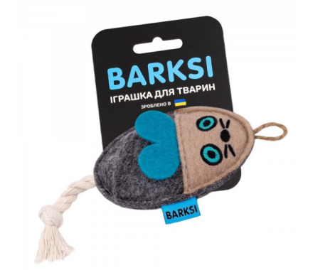 Barksi Игрушка для кошек Мышь с канатом 9x6,5 см серая