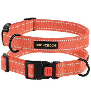 BronzeDog Ошейник для собак Cotton брезентовый ОГ 25-33 см Ш 16 мм оранжевый
