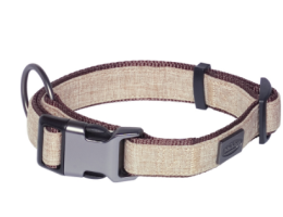 Nobby Нашийник для собак Linen Deluxe М-L 2,5х40-55 см коричневий