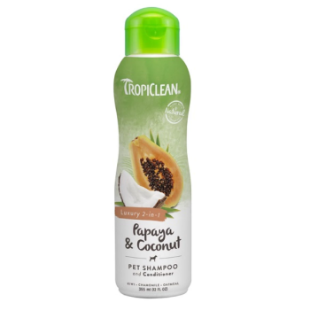 TropiClean Papaya & Coconut Шампунь для собак и кошек 2 в 1 для увлажнения шерсти 355 мл