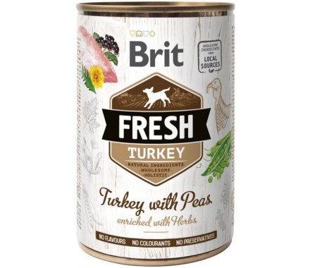 Brit Fresh Консерва для собак Индейка и горох 400 г