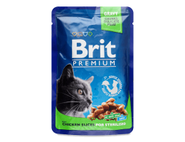 Brit Premium Sterilized Вологий корм для котів Курка 100 г
