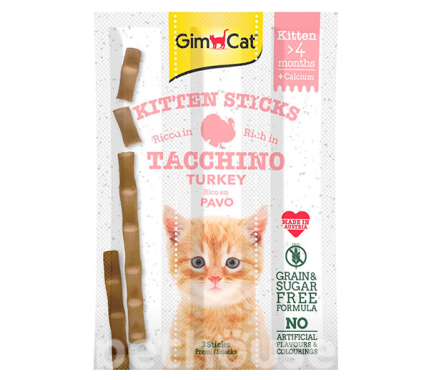 GimCat Ласощі для кошенят Палички Kitten Sticks Індичка та кальцій 3х3 г