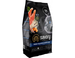 Savory Сухой корм для котов Лосось и белая рыба 400 г