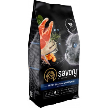 Savory Сухой корм для котов Лосось и белая рыба 2 кг