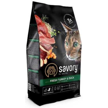 Savory Сухой корм для котов Индейка и утка 400 г