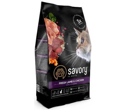 Savory Sterilised Сухой корм для котов Ягнёнок и курица 2 кг