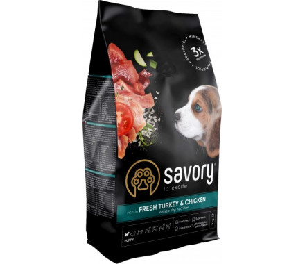 Savory Puppy Сухой корм для щенков Индейка и курица 1 кг