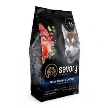 Savory Large Breed Сухой корм для щенков Индейка и курица 3 кг