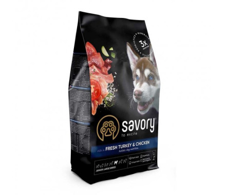 Savory Large Breed Сухой корм для щенков Индейка и курица 3 кг
