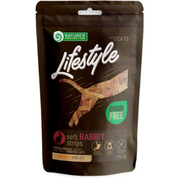 Nature\'s Protection Лакомства для котов Lifestyle snacks Полоски Кролик 75 г