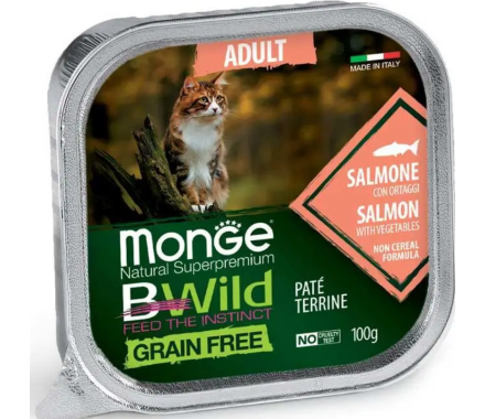Monge Влажный корм для котов Bwild Grain Free Лосось с овощами 100 г