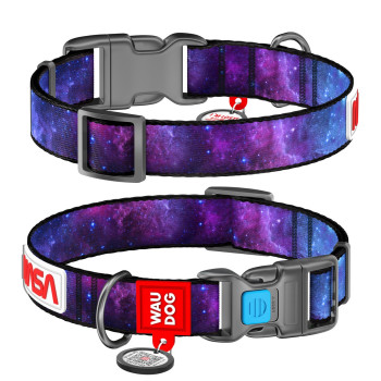 Waudog Nylon Ошейник для собак QR-паспорт пластиковый фастекс Ш 15 мм Д 23-35 см NASA21