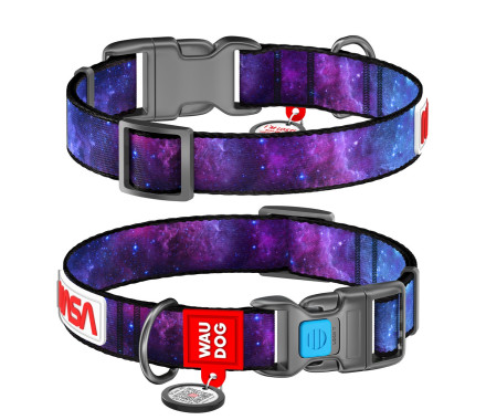Waudog Nylon Нашийник для собак QR-паспорт пластиковий фастекс Ш 15 мм Д 23-35 см NASA21