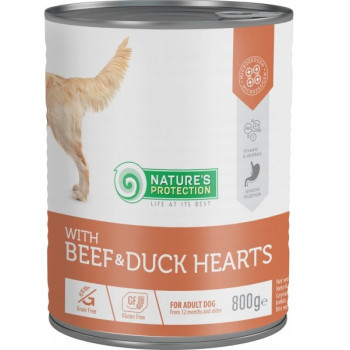 Nature\'s Protection Консерва для собак с Говядиной и Утиным сердцем 800 г