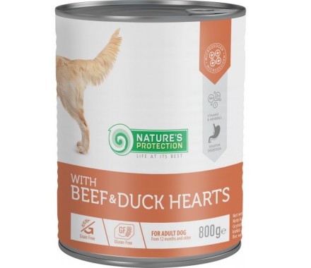 Nature\'s Protection Консерва для собак с Говядиной и Утиным сердцем 800 г