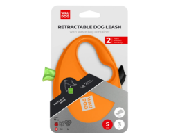 Waudog R-leash Повідець-рулетка для собак з контейнером для пакетів S 3 м помаранчевий