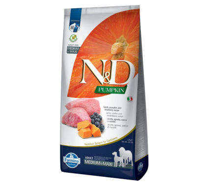 Farmina N&D Grain Free Adult Medium&Maxi Сухий корм для собак Гарбуз Ягня та чорниця 12 кг