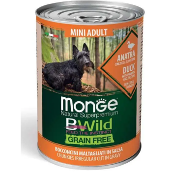 Monge Консерва для собак Bwild Mini Adult Утка с тыквой и цукини 400 г