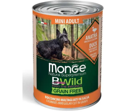 Monge Консерва для собак Bwild Mini Adult Утка с тыквой и цукини 400 г