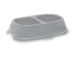 Stefanplast Миска для котов и собак Break 11 двойная 2х400 мл серая/голубая