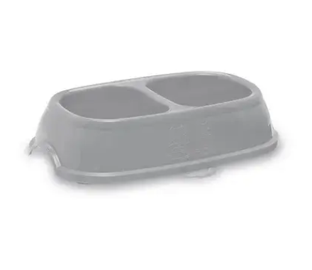 Stefanplast Миска для котів та собак Break 11 подвійна 2х400 мл сіра/блакитна