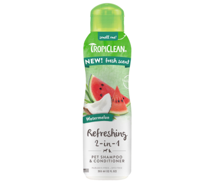 TropiClean Watermelon Шампунь для собак и кошек 2 в 1 для увлажнения шерсти 355 мл