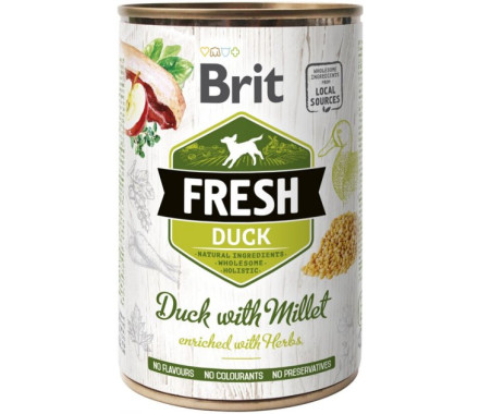 Brit Fresh Консерва для собак Утка и просо 400 г