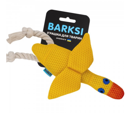 Barksi Игрушка для собак Утёнок дентал с пищалкой и канатом