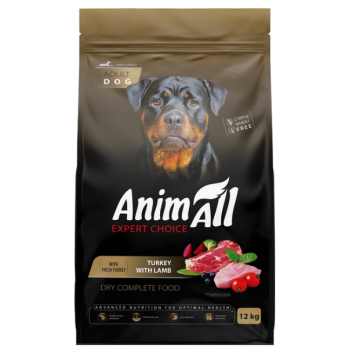AnimAll Dog Сухий корм для собак великих порід Індичка та ягня 12 кг