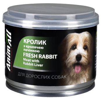 AnimAll Dog Консерва для собак Кролик с кроличьей печенью 195 г