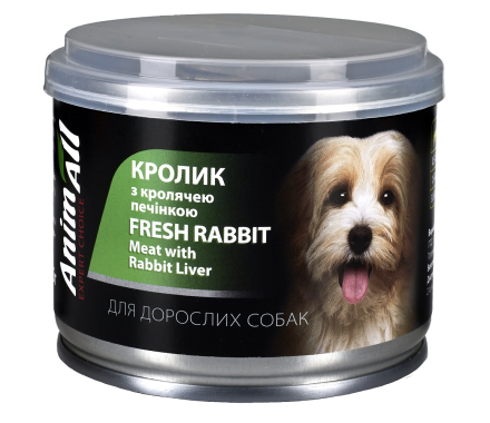 AnimAll Dog Консерва для собак Кролик с кроличьей печенью 195 г