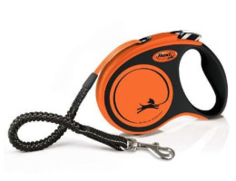 Flexi Xtreme Рулетка-поводок для собак лента S 5 м оранжевая